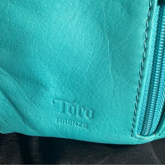Toro Firenze leather Crossbody turquoise made in Italy adjustable strap tote - Picture 3 of 11